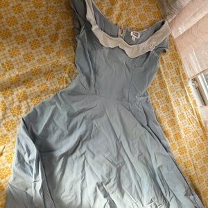 Unique vintage - size 4 - work once, gingham blue and white check dress, stretch